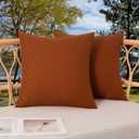 Kevin Textile Pack of 2 Outdoor Waterproof Pillow Covers Checkered Decorative Cushions Sham Throw Pillowcases Shell for Patio Tent Garden Couch Bed Sofa 22x22 Inch Burnt Orange