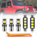 nsautolighting 10pcs LED Interior Lights Bulb Kit for Jee'p Wrangler TJ 1997 1998 1999 2000 2001 2002 2003 2004 2005 2006 Dome Footwell Lights Super Bright 6000K White LED Interior Bulbs + Install Tool