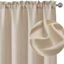 Chyhomenyc Bedroom Curtains 63 Inch Length 2 Panels, Faux Linen Textured Light Filtering Soft Airy Rod Pocket Window Treatment Drapes for Living Room, Each 40Wx63L, Linen Color : Home & Kitchen
