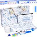 TIASUSAN 4 Layer Engraved American Mahjong Tile Set, 166 Acrylic Mahjong Tiles with White Bags, Racks and Pushers, Accessories, 1 x 1 x 19 inches