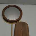 Desk Makeup Mirror with Solid Wood,Elliptical Vanity Table Mirror for Living Room Bedroom (7.5 W x 13.5 H) (Rustic Brown)