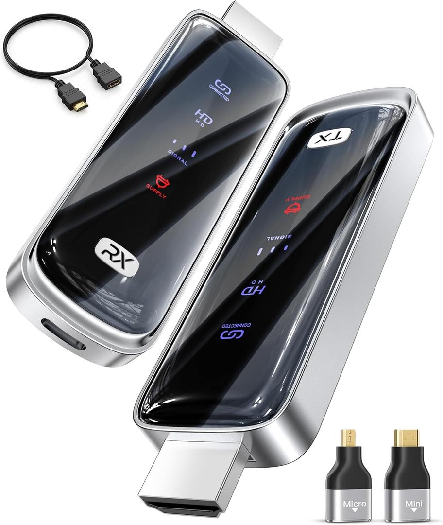 Wireless hdmi Transmitter and Receiver 328FT/100M4K Decode Plug & Play Portable 5G+2.4G Wireless Display Adapter Extender Kit for Video and Audio to Monitor from PC/Projector