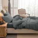 PURE ERA Jersey Knit Duvet Cover Set 100% T-Shirt Cotton Super Soft Comfy 3pc Bedding Set with Zipper Closure (Solid Dark Greenish Gray, Queen)