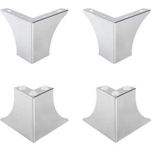 4 Inch Metal Furniture Legs Set of 4, Heavy Duty Furniture Feet Minimalist Design Sofa Feets DIY Replacement Parts for TV Cabinet, Coffee Table (Silver)
