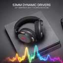 Redragon H858 3-Mode Wireless Gaming Headset, 7.1 Surround Sound, 53 mm Drivers, Memory Foam Ear Pads, Detachable Noise-canceling Microphone, Over-Ear Headphones Works for Phone, PC/PS5/NS, Black