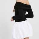 EXARUS Girls Dress Off The Shoulder Bodycon Bubble Long Sleeve Teen | Tween Homecoming Graduation Dance Formal Prom Party Cocktail New Year Stretchy Ruched Mini A-Line Dresses Kids