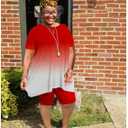 YeGine Women Plus Size 2 Piece Outfits Casual Short Sleeve Tunic Tops Shorts Sets Summer Oversized Tshirts Shorts Sweatsuits (Red, 5XL)