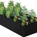 8x4x2FT Galvanized Raised Garden Bed,Planter Raised Beds-Metal Garden Box,Large Plant for Outdoor Planting, Vegetables BedFlower,herb-Black