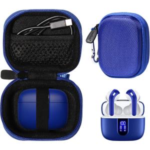 CaseSack Case for TAGRY X08 Bluetooth Headphones True Wireless Earbuds 60H, mesh Pocket for Charge Cable (Blue)