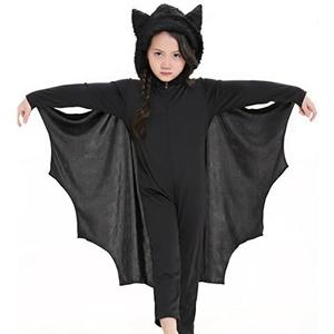 COOLJOY Kids Unisex Vampire Bat Costume, Jumpsuit Halloween Cosplay Costume Set, S, Black