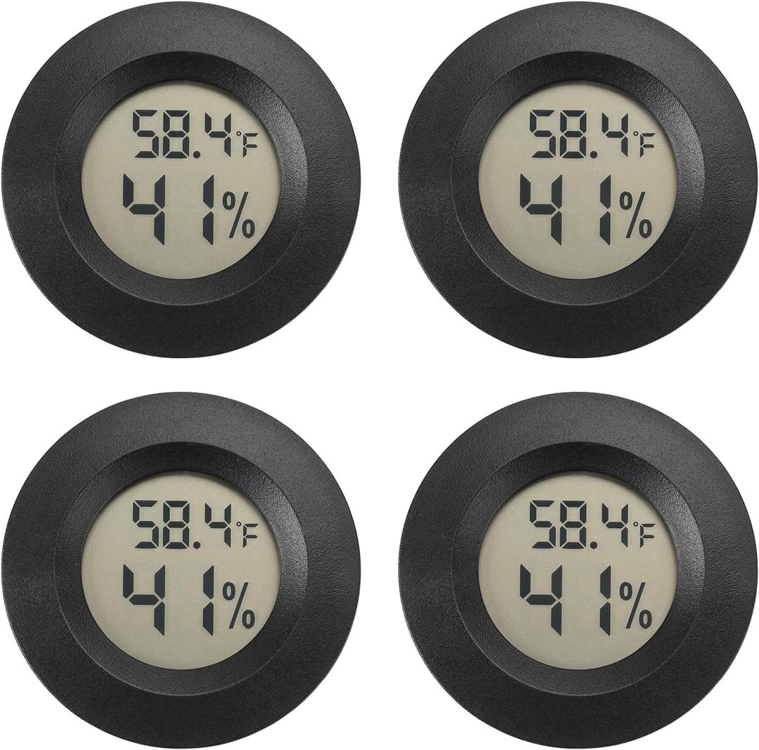 Mini Hygrometer Digital Thermometer Humidity Meter Hygrometer Thermometers Indoor/Outdoor Humidity Monitor Reptile Thermometer for Greenhouse Garden Cellar Fahrenheit()/ Celsius() 4 Pack