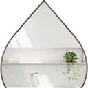 Small Decorative Teardrop Hanging Wall Droplet Mirror - Brass Metal Framed Mirror for Bathroom, Living Room, Hallway (16"L x 12"W, Bronze)