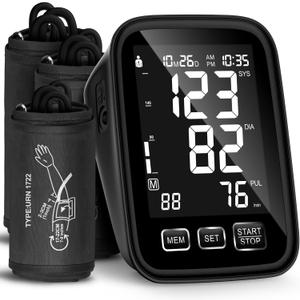 Blood Pressure Machine for Home Use - 3 Size Cuffs, Small 7"-9", Medium/Large 9"-17" and XL Extra Large 13"-21", Accurate Digital Automatic Upper Arm BP Monitor, Large Backlit Display, 3-User Mode