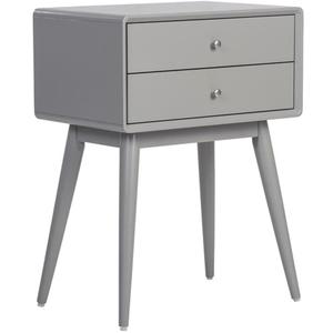 Elle Decor Rory Mid-Century Side Table, Modern Accent Bedside Nightstand, Two Drawer, French Gray