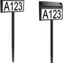 Solar House Number Sign, deerdance LED Illuminated Outdoor Address Plaque with Smart Control, 3-Color in 1 Waterproof Solar Powered House Number Light with Stakes for Outside Home, Yard, Street, House -2Pcs