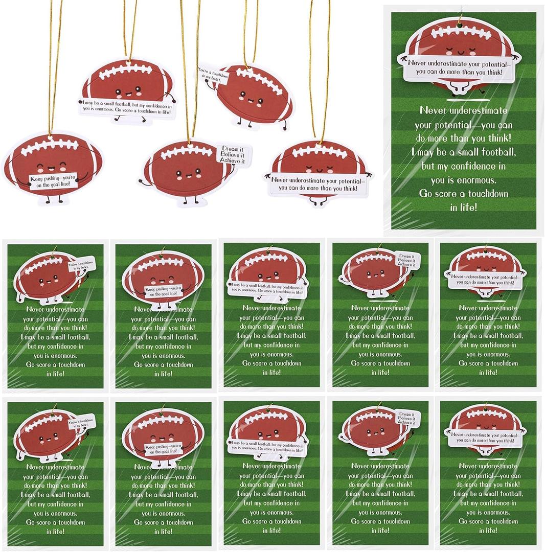 Loopeer 25 Sets Football Gifts for Party Favors Supplies Decorations Football Shaped Hanging Cards with Motivational Cards Opp Bag Gifts Team Party Rugby Player Coach,5 Scents