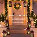Vintage Candle Lantern with Flameless LED Light - Decorative Indoor & Outdoor Lanterns for Porch - Christmas (RED)