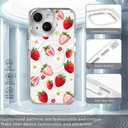 for iPhone 13/14 Case [Compatible with Magsafe],Girls Women Clear Magnetic Case Silicone Shockproof Protective Cover with Pattern Strawberry Sunflower