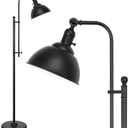 Coucrek Industrial Floor Lamp, 3 Color Temperature Rustic Lamps in Aged Bronze, Adjustable Height & Head Standing Reading Lights for Bedroom (Matte Black)