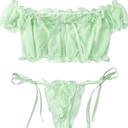 Lilosy Sexy Stretch Ruffle Tie Sheer Mesh Lingerie Set Outfits XL