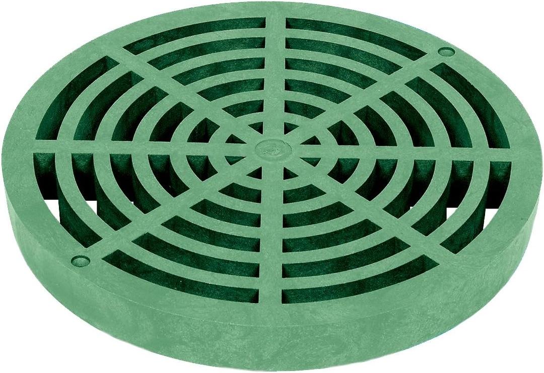 StormDrain 9" Outdoor Catch Basin Round Flat Grate Cover - Superior Strength and Durability, Green