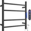 4-Bar Heated Towel Rack for Bathroom, Wall-Mounted Electric Towel Warmer Rack with Timer, Plug-in Stainless Steel Towel Dryer, Matte Black