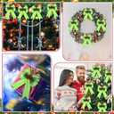 Syhood 6 Pcs Christmas Velvet Bow with Pine Cones Pine Needles Berries Xmas Lime Green Ribbon Bow Ornaments 6.3 x 5.1 Inch for Christmas Tree Wreath Garden Fireplace Crafts DIY Decor