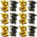 12 Pieces Black and Gold Graduation Hat Balloon 32 Inches Congrats Grad Cap Foil Balloons for Class of 2026 Party Decorations Supplies