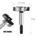 2-1/8 Inch Forstner Drill Bit for Woodworking, 2-1/8" Forstner Bit Wood Drill Bits for Holes, Hinge Cutter for Hard Wood, Plastic, Plywood HEX Shank