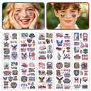 12 x 4th of July Temporary Tattoos 80 PCS 250 Anniversary USA Temporary Tattoos Independence Day American Flag Red White and Blue Tattoos for Kids Memorial Day, Fourth of July Party Decorations Accessories