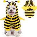 Idepet Halloween Pet Bee Costume, Dog Hoodie Cat Outfit Cute Cosplay Puppy Clothes Funny Bumble Bee Pet Apparel for Small Dogs and Cats (Medium)