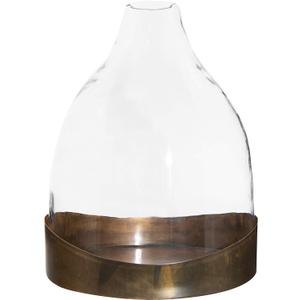Creative Co-Op Decorative Glass Cloche with Metal Tray, Clear and Copper