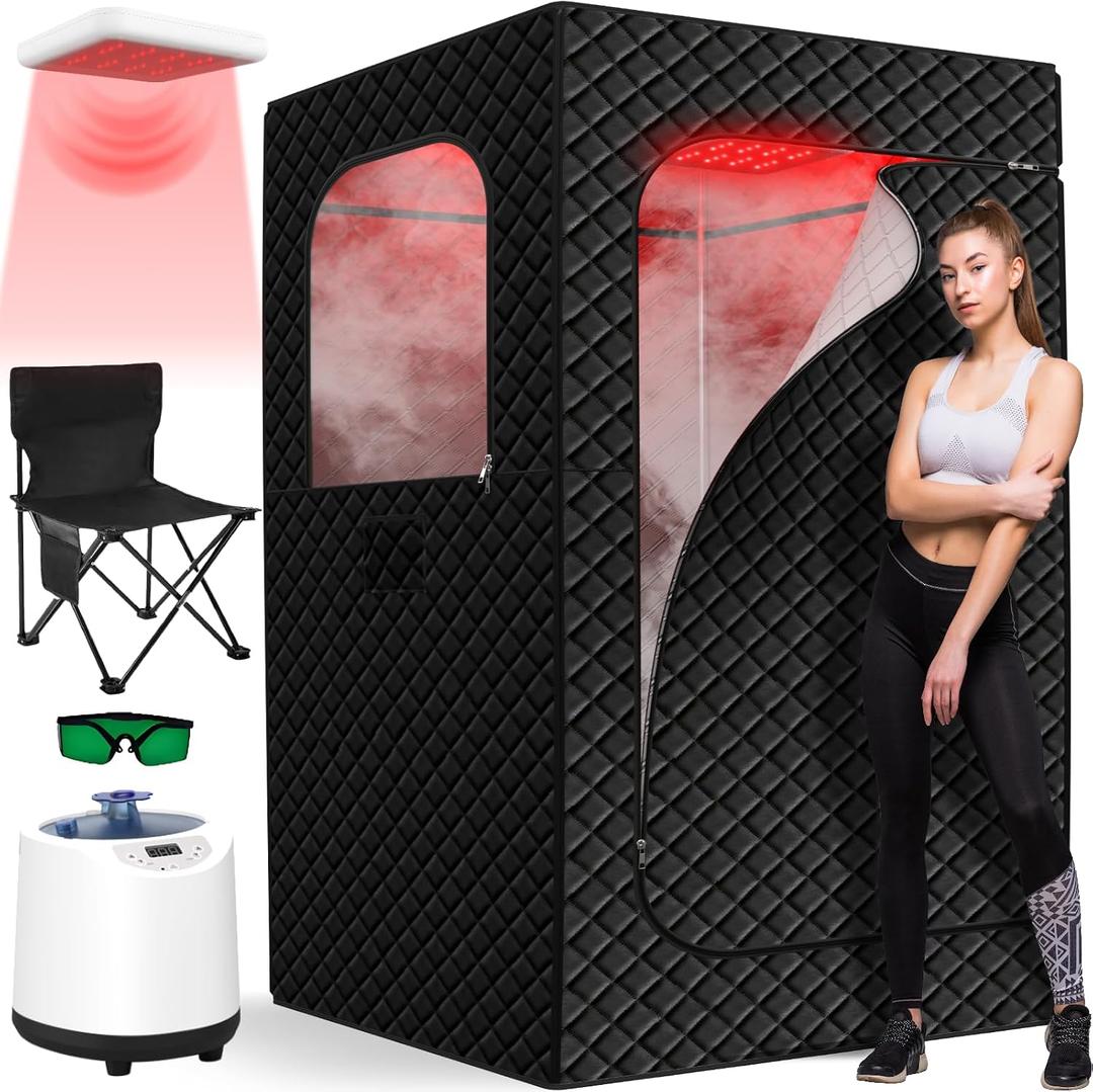 Portable Infrared Home Steam Sauna Box with 660nm 850nm Red Light Therapy