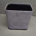 Coloch 2.4 Gallon/9L Rectangle Marble Print Metal Trash Can, Stainless Steel Bathroom Wastebasket Narrow Garbage Bin Invisi-Overlap Open Top Rubbish Bin for Bathroom, Kitchen, Home, Hotel