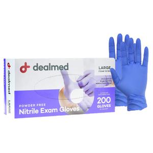 Dealmed Medical Exam Gloves  200 Count Large Nitrile Gloves, Disposable, Non-Irritating Latex Free, Multi-Purpose Use for a First Aid Kit and Medical Facilities (Purple (Pack of 1))