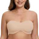 MELENECA Women's Strapless Bra for Large Bust Minimizer Unlined Bandeau with Underwire (38B, Pale Nude)