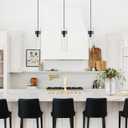 3 Pack Black Pendant Lights Kitchen Island (Bulbs Included), Adjustable Modern Glass Pendant Light Over Island, Industrial Pendant Light Fixtures for Dining Room Hallway Bedroom Living Room