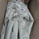 AMMSUN 7ft Patio Umbrella with Fringe Outdoor Tassel Umbrella UPF50+ Premium Steel Pole and Ribs Push Button Tilt, Sage Green