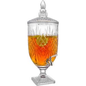 MOLIGOU Glass Beverage Dispenser, 1.3 Gallon Drink Container with Lid and Leak Free Spigot, Wide Mouth Beverage Server for Party, Bar