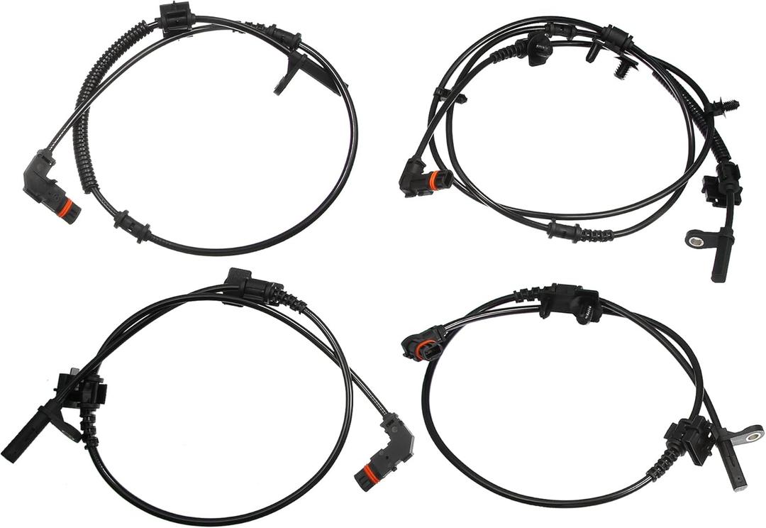 Motoforti Front Rear Left Right ABS Sensor, Wheel Speed Sensor, for Dodge Charger 2006-2010, Plastic, 4779247AC, Black, 4pcs