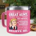 Christmas Aunt Gifts From Niece, Nephew - Great Aunt Mug - Birthday Gifts For Aunts, Auntie - Mothers Day, Christmas Gift Idea For Aunts From Kids, Uncle - Stainless Steel Coffee Tumbler 14 OZ