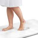 Memory Foam Bath Mat Non Slip Absorbent Super Cozy Velvet Bathroom Rug Carpet (24 inches X 48 inches, White)