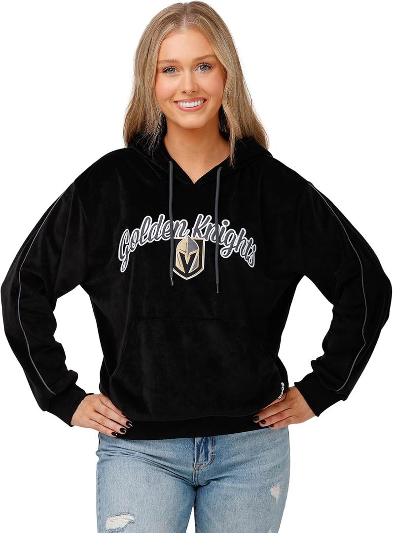 FOCO Women's NHL Team Logo Fashion Velour Hooded Sweatshirt