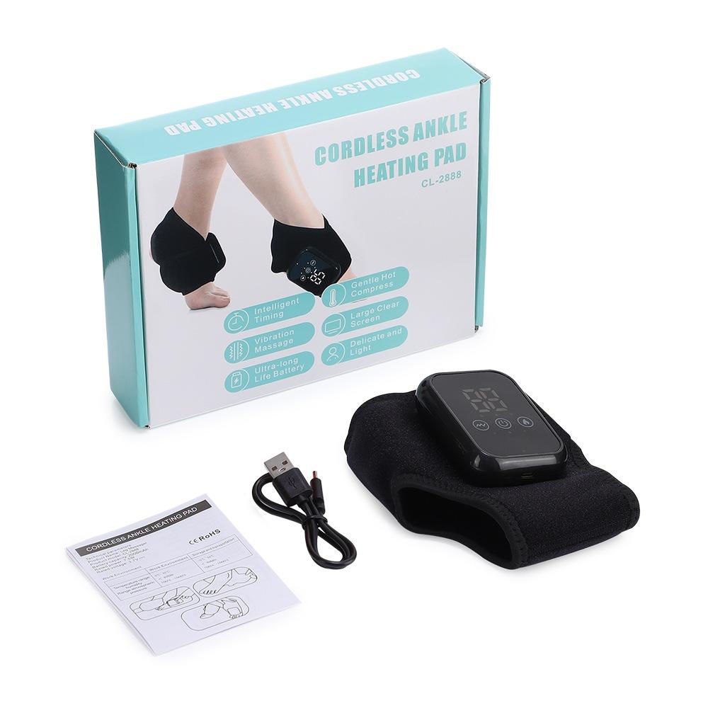 Cordless Ankle Massager with Heat, Ankle Heating Pad, USB Rechargeable Heated Brace Wrap Warmer