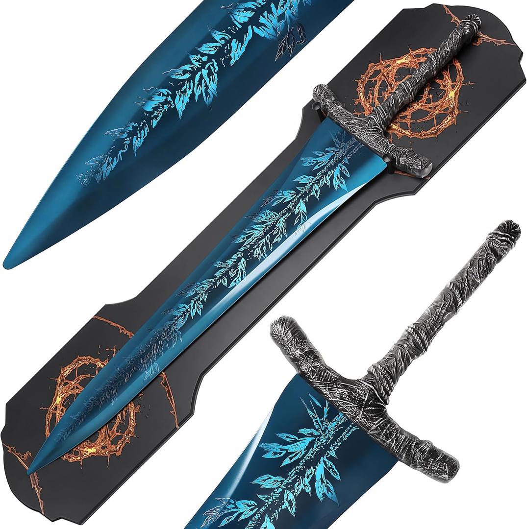 Dark Moon Greatsword Elden Ring's Merch Full Metal 48" Cosplay Knight Weapons Moonlight Swords for Adults Blue