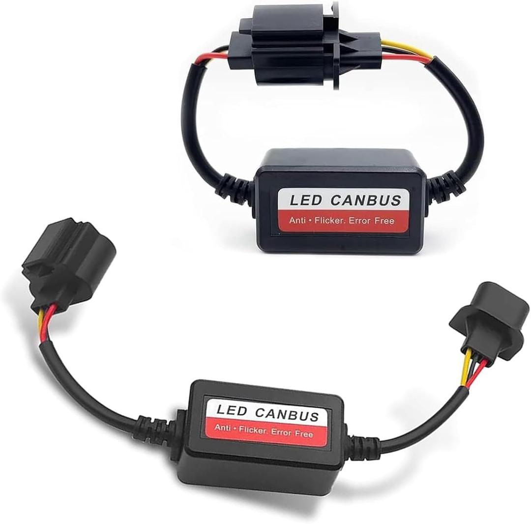 2 PCS H13/9008 LED Light Decoder, Plug-and-play Anti Flicker Harness Adapter for LED Light Systems, Waterproof Audio Filter, Bulb Retrofit Warning Error Decoder for Most Cars (Black)