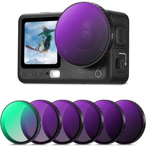 K&F CONCEPT Snap On CPL ND Filter Kit for DJI Osmo Action 6, 6 Pack CPL ND8 ND16 ND32 ND64 ND256 Action 6 Filter, Neutral Density Polarizing Action Camera Accessories, Multicoated HD Optical Glass