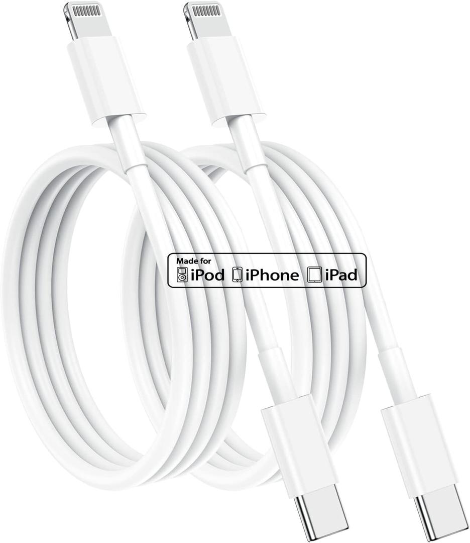 USB C to Lightning Cable (2pack 10 ft), Apple MFi Certified iPhone Fast Charger 3m, Power Delivery Original Type C Charging Cord for Apple iPhone 13/12/11 Pro/11/XS MAX/XR/8/7/6s Plus,iPad (White)