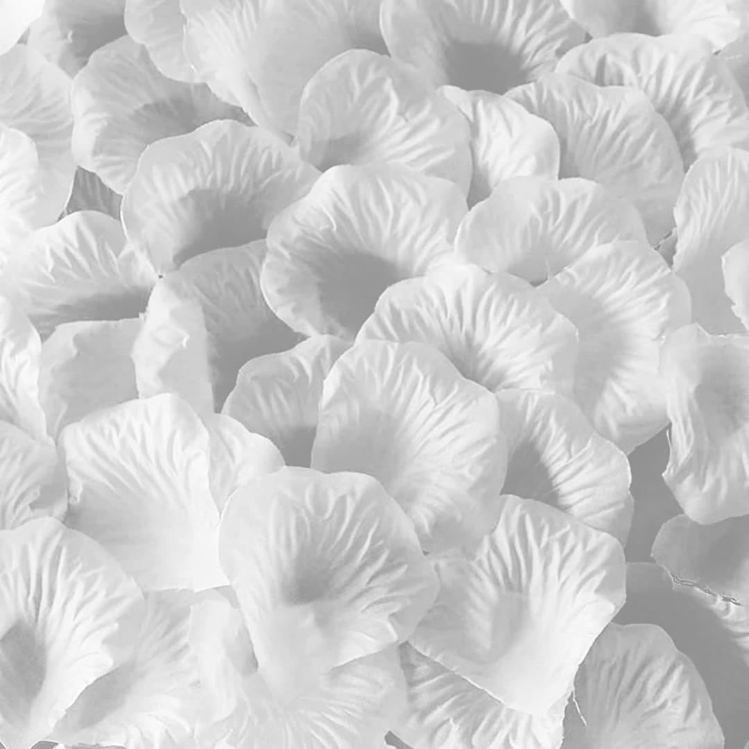 WISYOK 3600 Pcs White Silk Rose Petals, Artificial Flower Petals for Wedding, Valentines Day, Engagement, Special Events Decorations
