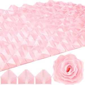 Hoteam 429 Pcs Premade Satin Ribbon Rose Petals Half Finished Three Color Eternal Rose DIY Flowers Bouquets Everlasting Floral for Birthday Wedding Anniversary(Pink)